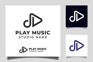 vetor de ícone de botão de reprodução com design de player de música de pulso para modelo de logotipo de estúdios de música multimídia