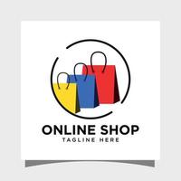 modelo de design de logotipo de compras on-line saco de compras vetor