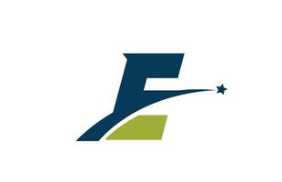 ícone de logotipo de letra azul verde e alfabeto com estrela. design criativo para empresa ou negócio com swoosh vetor