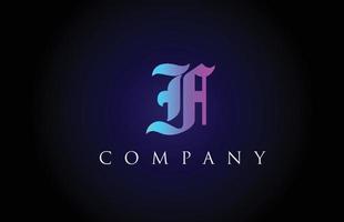 f design de alfabeto de letra azul rosa vintage. modelo de ícone de logotipo criativo para negócios e empresa vetor