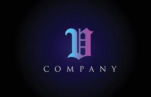 v design de alfabeto de letra azul rosa vintage. modelo de ícone de logotipo criativo para negócios e empresa vetor