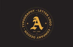 amarelo marrom um design de ícone de logotipo de letra do alfabeto vintage. modelo criativo para crachá e etiqueta vetor