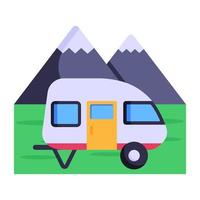 ícone plano moderno de caravana, trailer em casa vetor