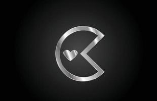 metal c amor coração alfabeto letra ícone logotipo design. modelo criativo para negócios ou empresa vetor