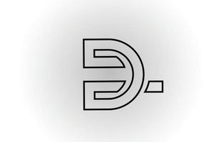 design de ícone de logotipo de letra do alfabeto preto e branco d com linha. modelo criativo para negócios e empresa vetor