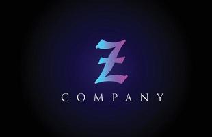 z design de alfabeto de letra azul rosa vintage. modelo de ícone de logotipo criativo para negócios e empresa vetor