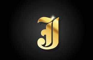j design de logotipo de ícone de letra do alfabeto ouro vintage. modelo dourado criativo para negócios vetor