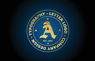 ouro um design de ícone de logotipo de letra do alfabeto vintage. modelo criativo para etiqueta e crachá em estilo dourado vetor