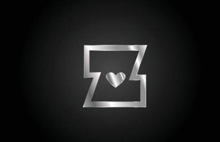 metal z amor coração alfabeto letra ícone logotipo design. modelo criativo para negócios ou empresa vetor