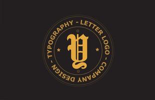 design de ícone do logotipo da letra do alfabeto amarelo marrom y vintage. modelo criativo para crachá e etiqueta vetor