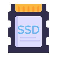 um ícone plano moderno de armazenamento ssd vetor