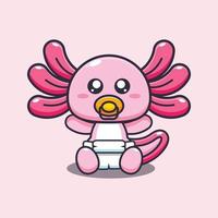 ilustração de mascote de desenho animado axolotl de bebê fofo vetor