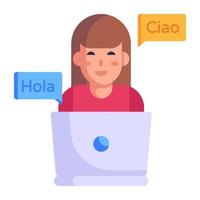 pegue este incrível ícone plano de linguística online vetor