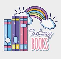 Livros de fantasia e magia vetor