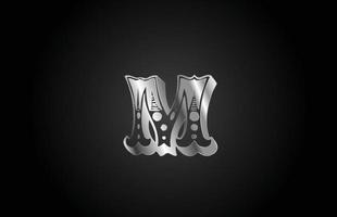 m logotipo de ícone de letra do alfabeto de metal vintage. design criativo para negócios ou empresa vetor