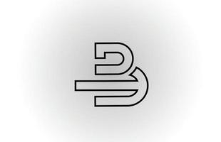design de ícone do logotipo da letra do alfabeto b preto e branco com linha. modelo criativo para negócios e empresa vetor