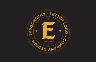 design de ícone do logotipo da letra do alfabeto amarelo marrom e vintage. modelo criativo para crachá e etiqueta vetor