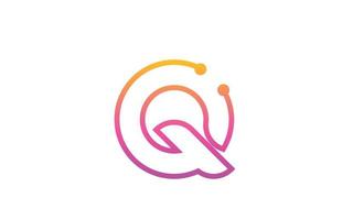 q design de logotipo de ícone de letra do alfabeto rosa com ponto. modelo criativo para empresa e negócios com linha vetor