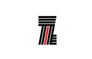 ícone do logotipo da letra do alfabeto z linha vermelha. modelo de design criativo para empresa e negócios em branco e preto vetor