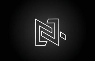 linha n design de ícone de logotipo de letra do alfabeto preto e branco. modelo criativo para empresa e negócios vetor