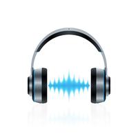 Fones de ouvido realistas com ondas sonoras vetor