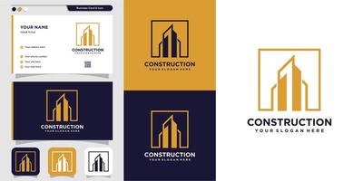 logotipo de construção ou construção e design de cartão de visita premium vector