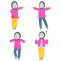 ilustração de jovens muçulmanas vestindo hijab em vários estilos vetor