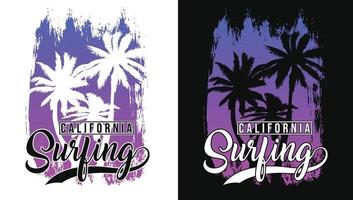 tipografia de surf da califórnia com fundo retrô vintage de surf vetor