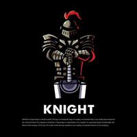 cavaleiro segurando um vetor de design de logotipo de mascote de esporte de espada grande com estilo de conceito de ilustração moderno para impressão de crachá, emblema e camiseta