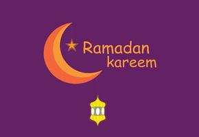 cartão de saudação ramadan kareem. com desenho de lua, estrela e lanterna vetor