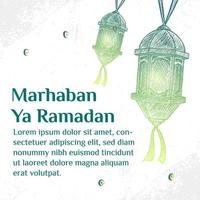 ilustração de ramadã mubarak com conceito de lanterna. estilo de esboço desenhado à mão vetor