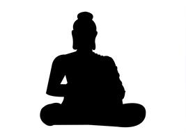 Buda meditando silhueta negra vetor
