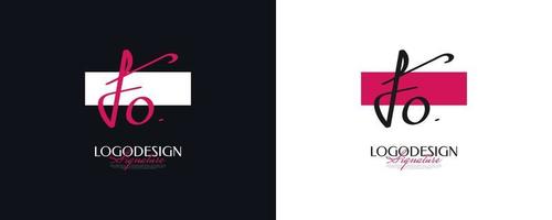 design inicial do logotipo f e o com estilo de caligrafia elegante e minimalista. fo logotipo ou símbolo de assinatura para casamento, moda, joias, boutique e identidade comercial vetor