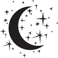 lua e estrelas da noite. ilustração vetorial. vetor