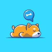 bonito shiba inu cão dormindo ilustração de ícone de vetor dos desenhos animados. vetor premium isolado do conceito de natureza animal. estilo de desenho animado plano