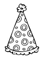 ilustração de chapéu de festa desenhada à mão isolada em um fundo branco. doodle de boné de aniversário. clipart de férias. vetor