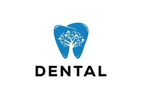 inspiração de design de logotipo simples de árvore dental vetor