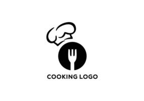 logotipo do ícone do chapéu de chef com pratos e garfos vetor