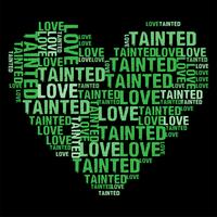 Tainted Love Green Heart Wordcloud ilustração vetorial vetor