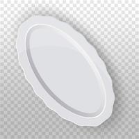 placa oval branca com borda ondulada. talheres limpos para a cozinha. porcelana. modelo vetorial para exibição de alimentos. vista do topo vetor