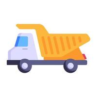 transportador de lixo, ícone plano de caminhão basculante vetor