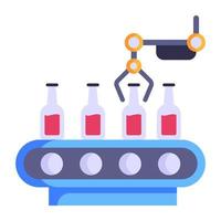 linha de montagem de fabricação, ícone plano de embalagem de robô vetor