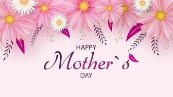 cartão de dia das mães com lindas flores de flor. feliz Dia das Mães. vetor