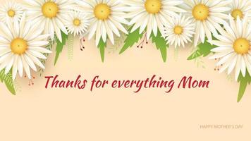cartão de dia das mães com lindas flores desabrochando e folhas desenhadas. feliz Dia das Mães. ilustração vetorial de fundo claro vetor