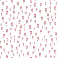 padrão perfeito com corações de doodle rosa desenhados à mão em fundo branco vetor