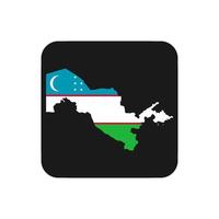 silhueta do mapa do uzbequistão com bandeira no fundo preto vetor