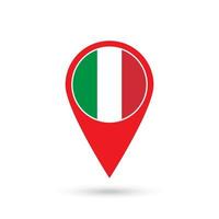 ponteiro de mapa com contry itália. bandeira da itália. ilustração vetorial. vetor