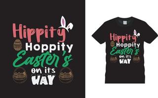 hippity hopity design de camiseta de dia de páscoa, vestuário, ilustração vetorial, modelo gráfico, impressão sob demanda, tecidos têxteis, estilo retrô, tipografia, vintage, camiseta de páscoa vetor