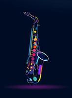 saxofone abstrato de tintas multicoloridas, desenho colorido. ilustração vetorial de tintas vetor