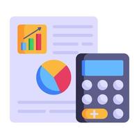 ícone plano editável de contabilidade empresarial, calculadora com relatório de negócios vetor